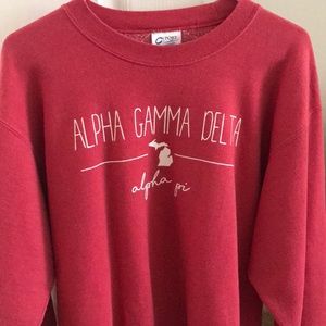 Pink Alpha Gamma Delta crew neck